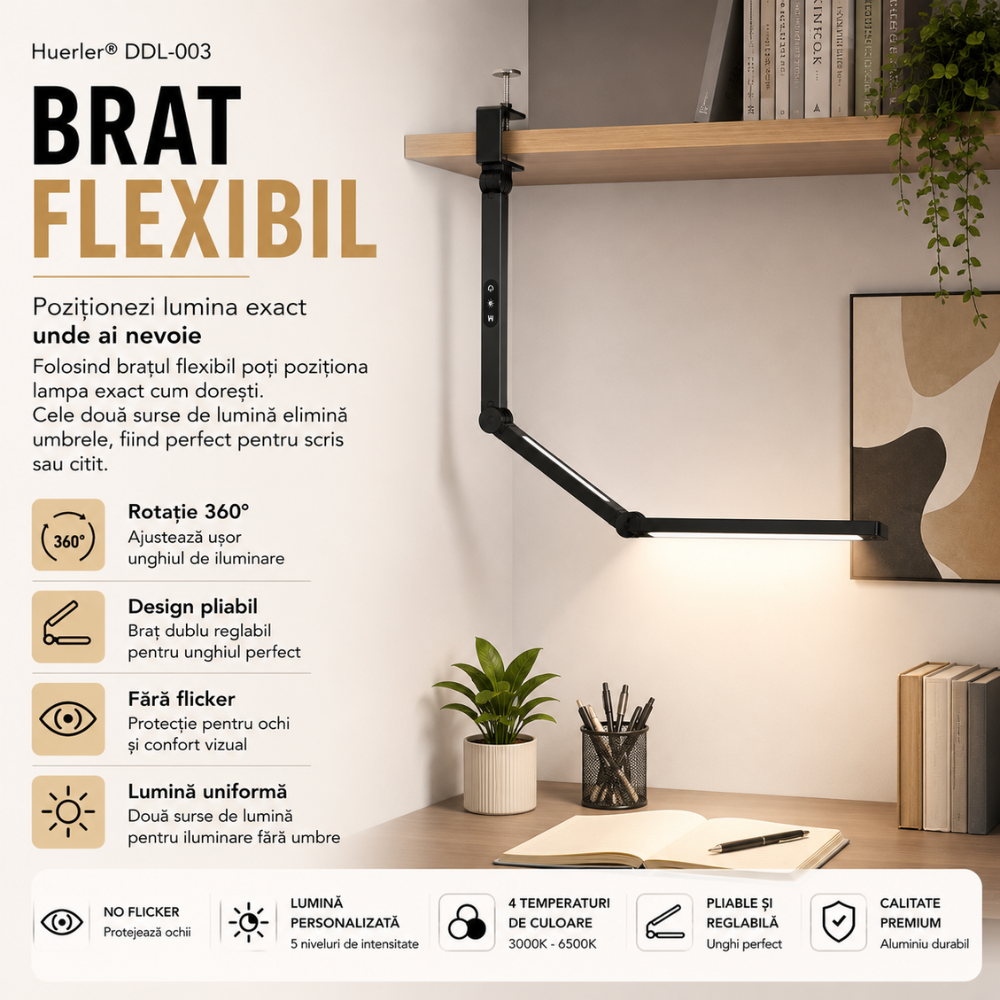 Lampa de birou LED dubla Huerler DDL-003