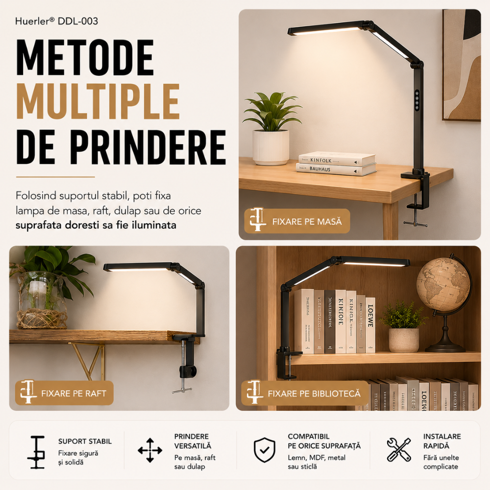 Lampa de birou LED dubla Huerler DDL-003