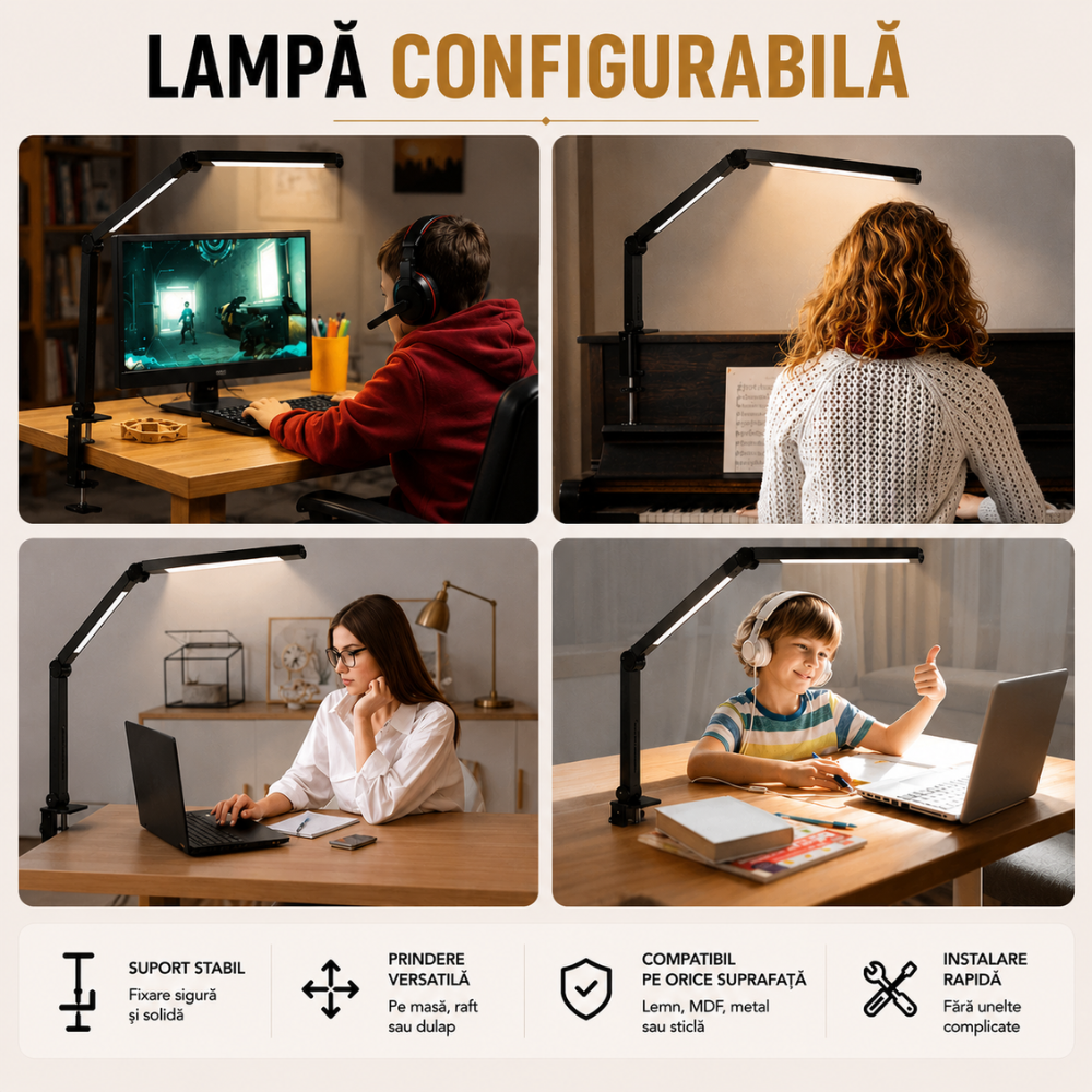 Lampa de birou LED dubla Huerler DDL-003