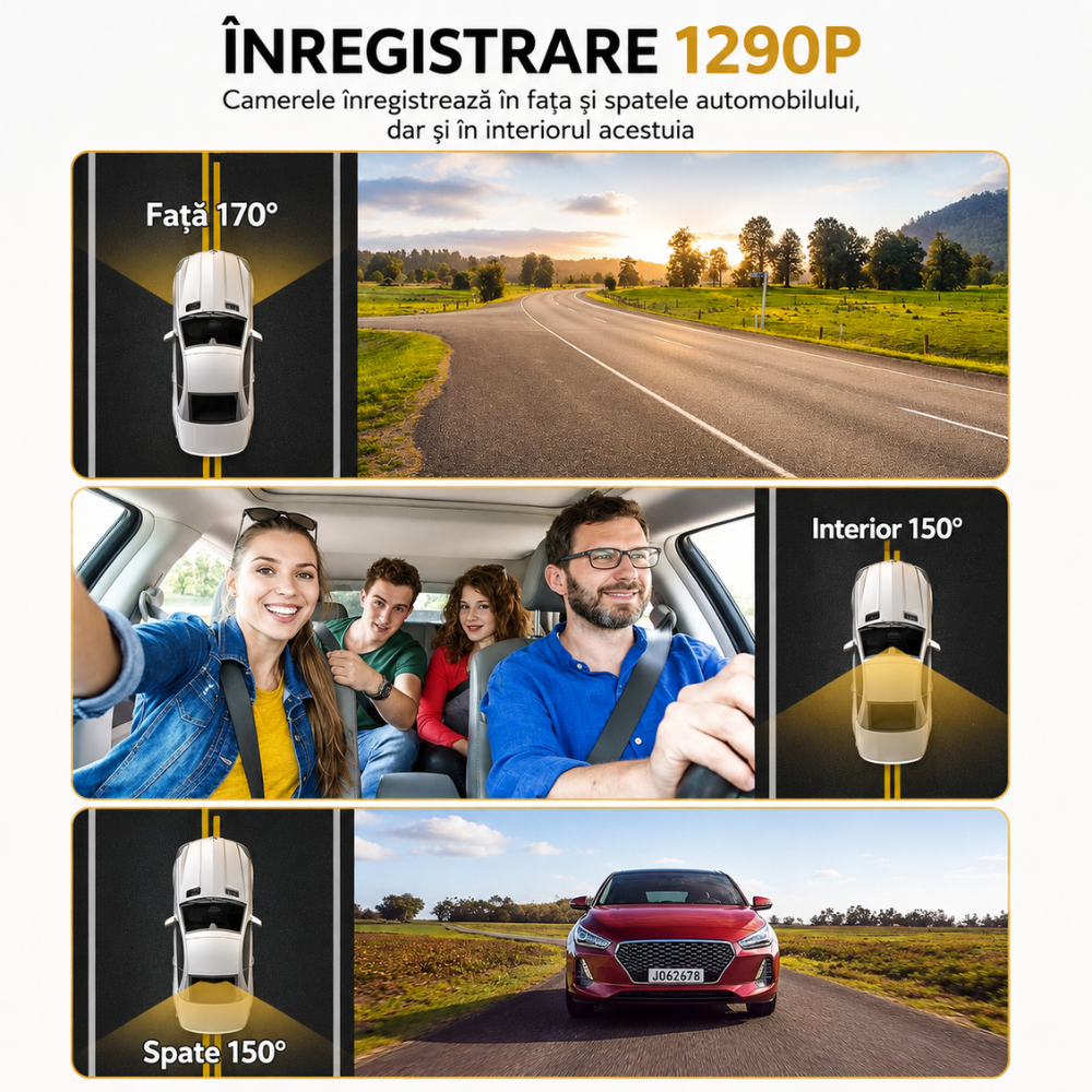 Camera Auto Tripla DVR Loosafe Road Team Pro
