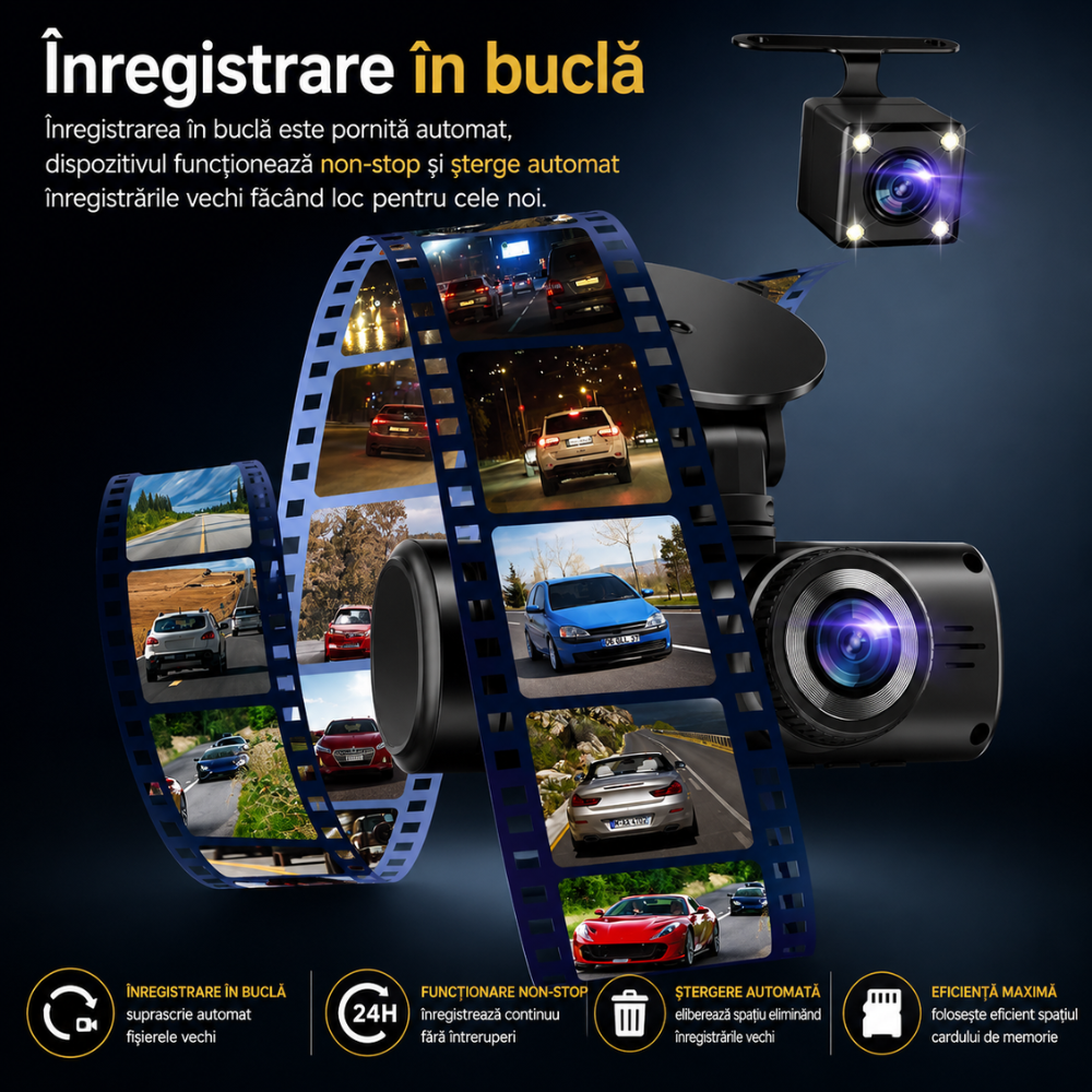 Camera Auto Tripla DVR Loosafe Road Team Pro