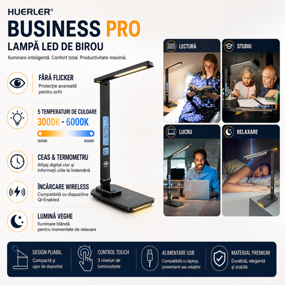 Lampa De Birou LED Huerler Business Pro