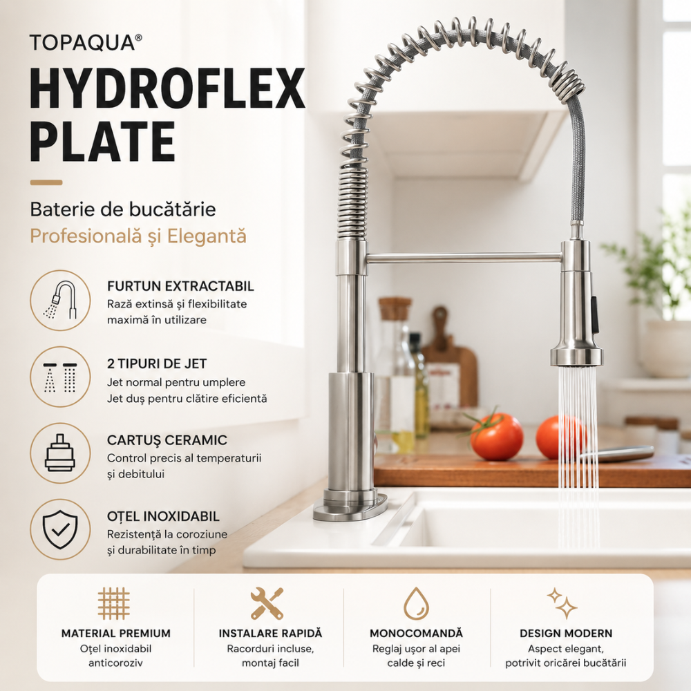 Baterie Bucatarie Chiuveta Flexibila Topaqua HydroFlex Plate