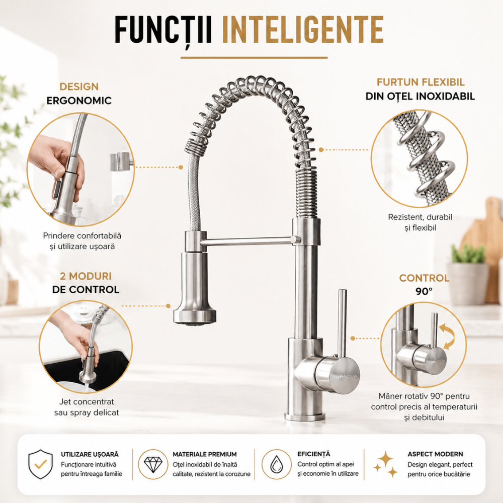 Baterie Bucatarie Chiuveta Flexibila Topaqua HydroFlex