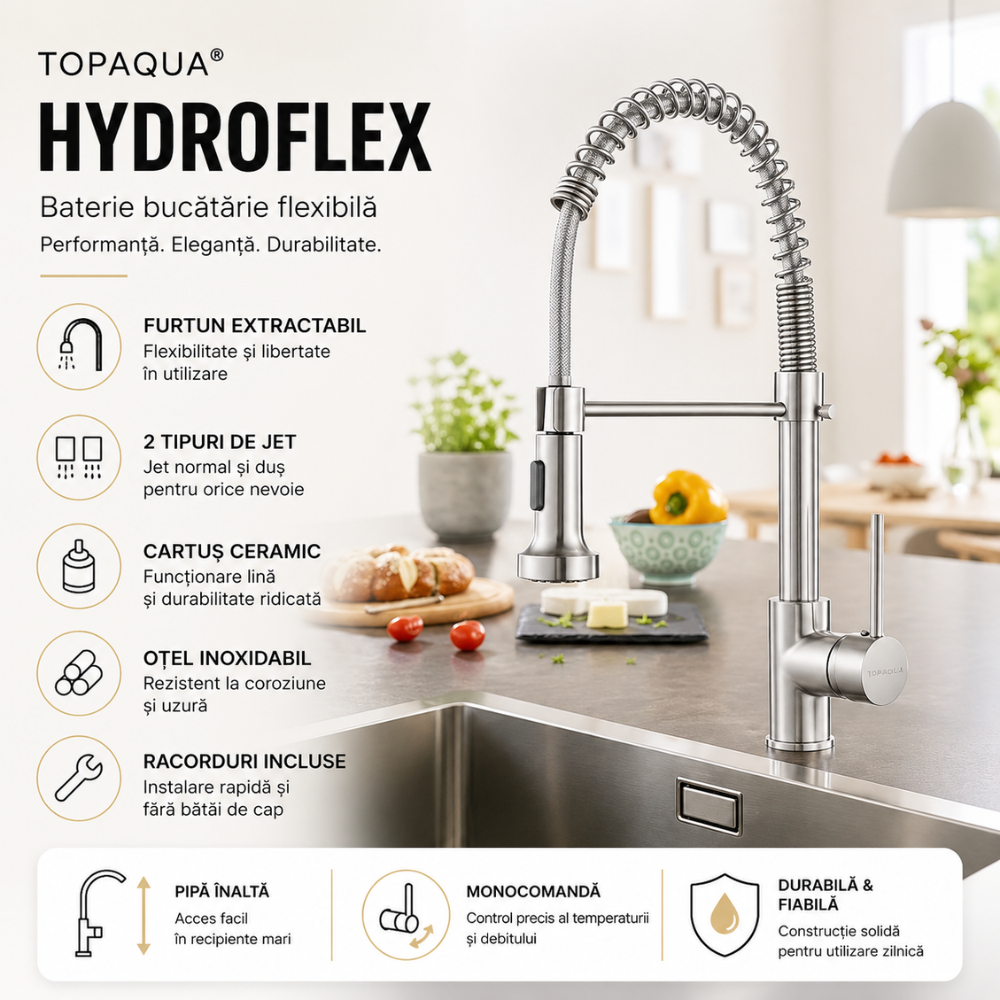Baterie Bucatarie Chiuveta Flexibila Topaqua HydroFlex