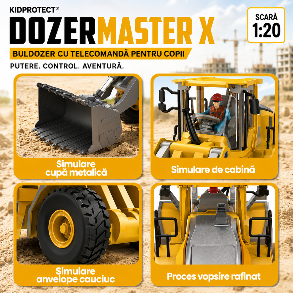 Buldozer Cu Telecomanda Pentru Copii KidProtect DozerMaster X