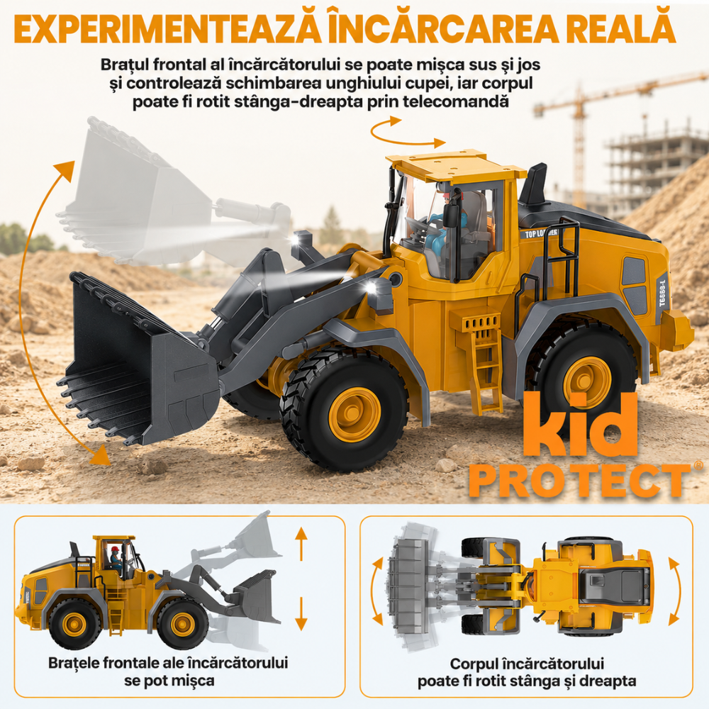 Buldozer Cu Telecomanda Pentru Copii KidProtect DozerMaster X