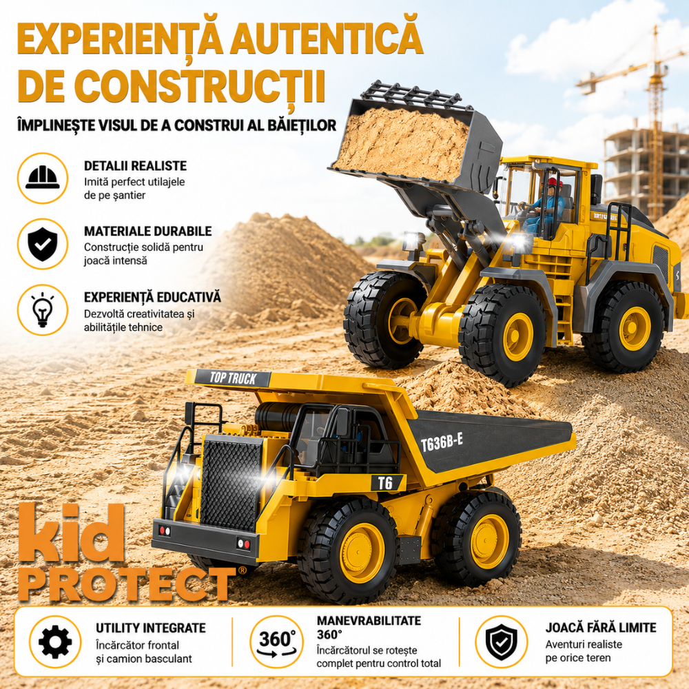 Buldozer Cu Telecomanda Pentru Copii KidProtect DozerMaster X