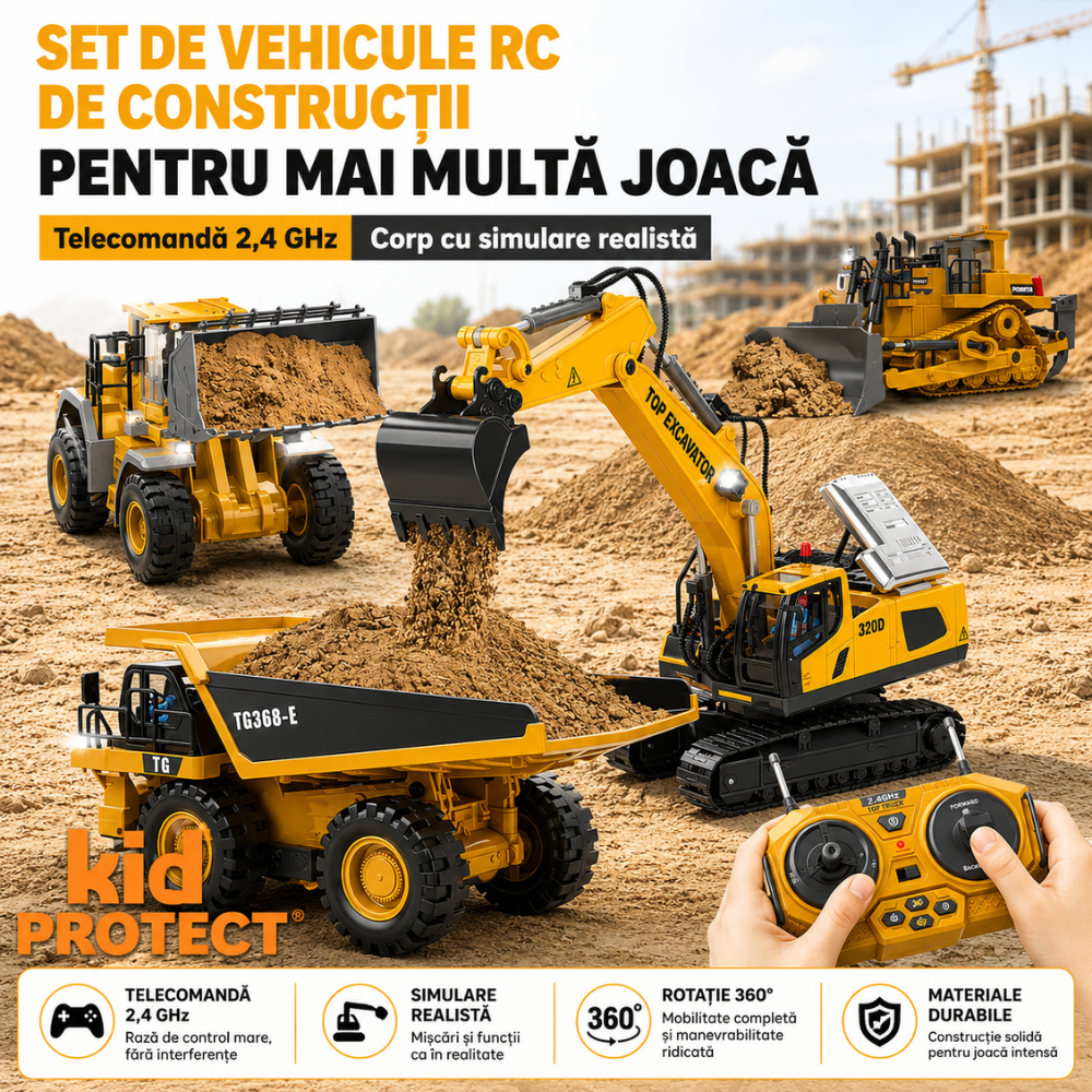 Buldozer Cu Telecomanda Pentru Copii KidProtect DozerMaster X