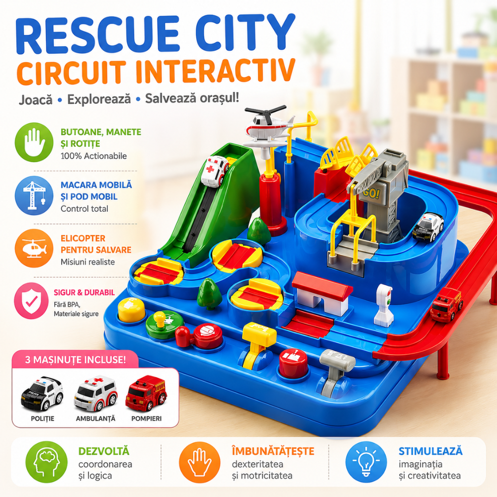 Set Jucarie Interactiva Circuit de Curse KidProtect Rescue City