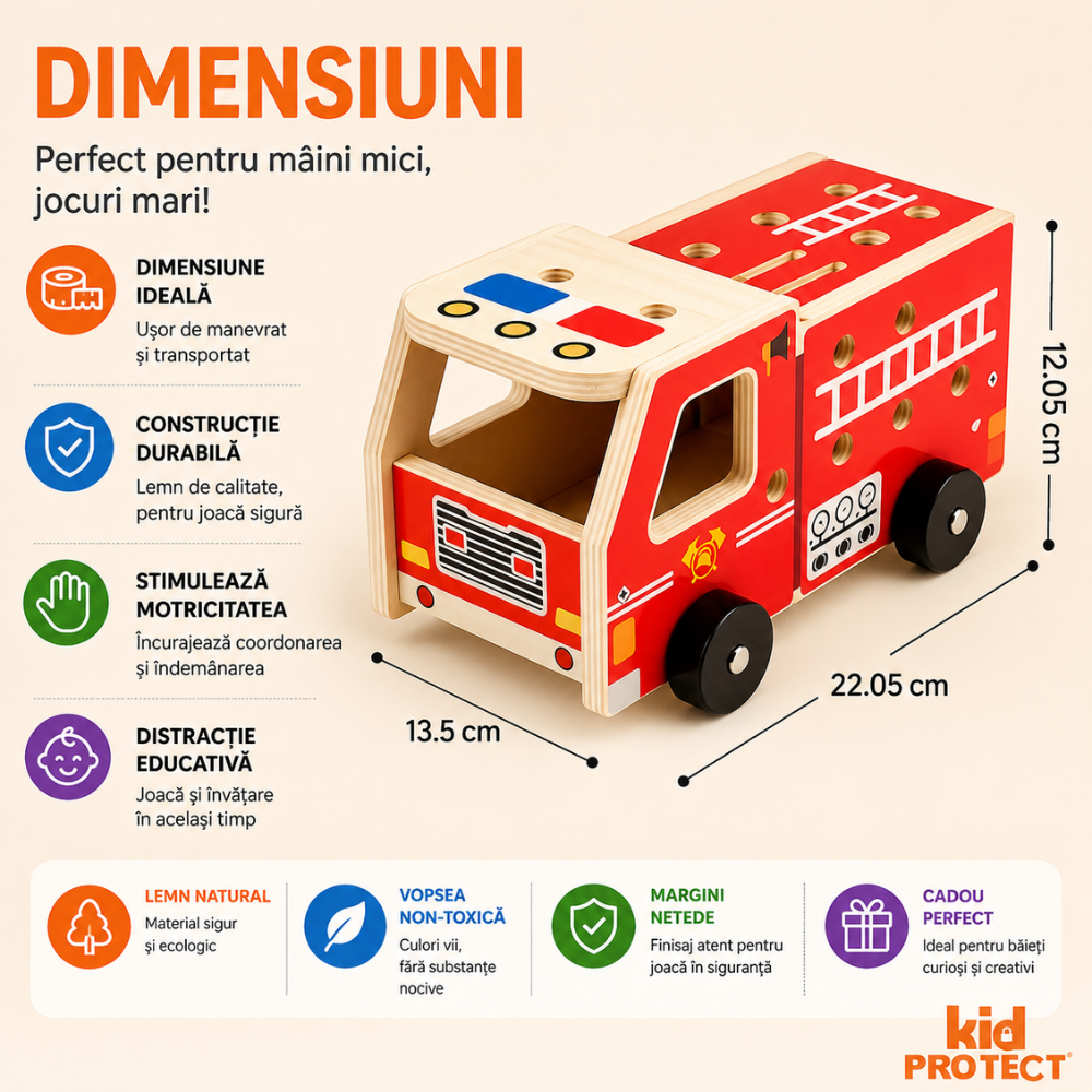 Trusa de Scule Din Lemn Copii Kidprotect Wood Master