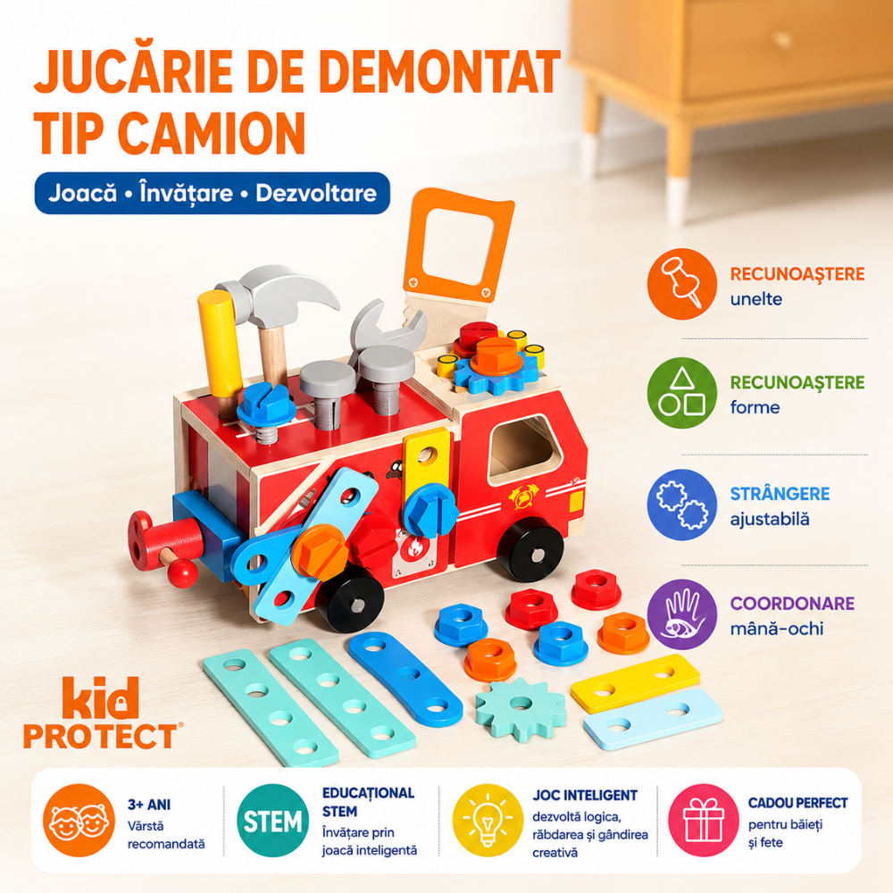 Trusa de Scule Din Lemn Copii Kidprotect Wood Master