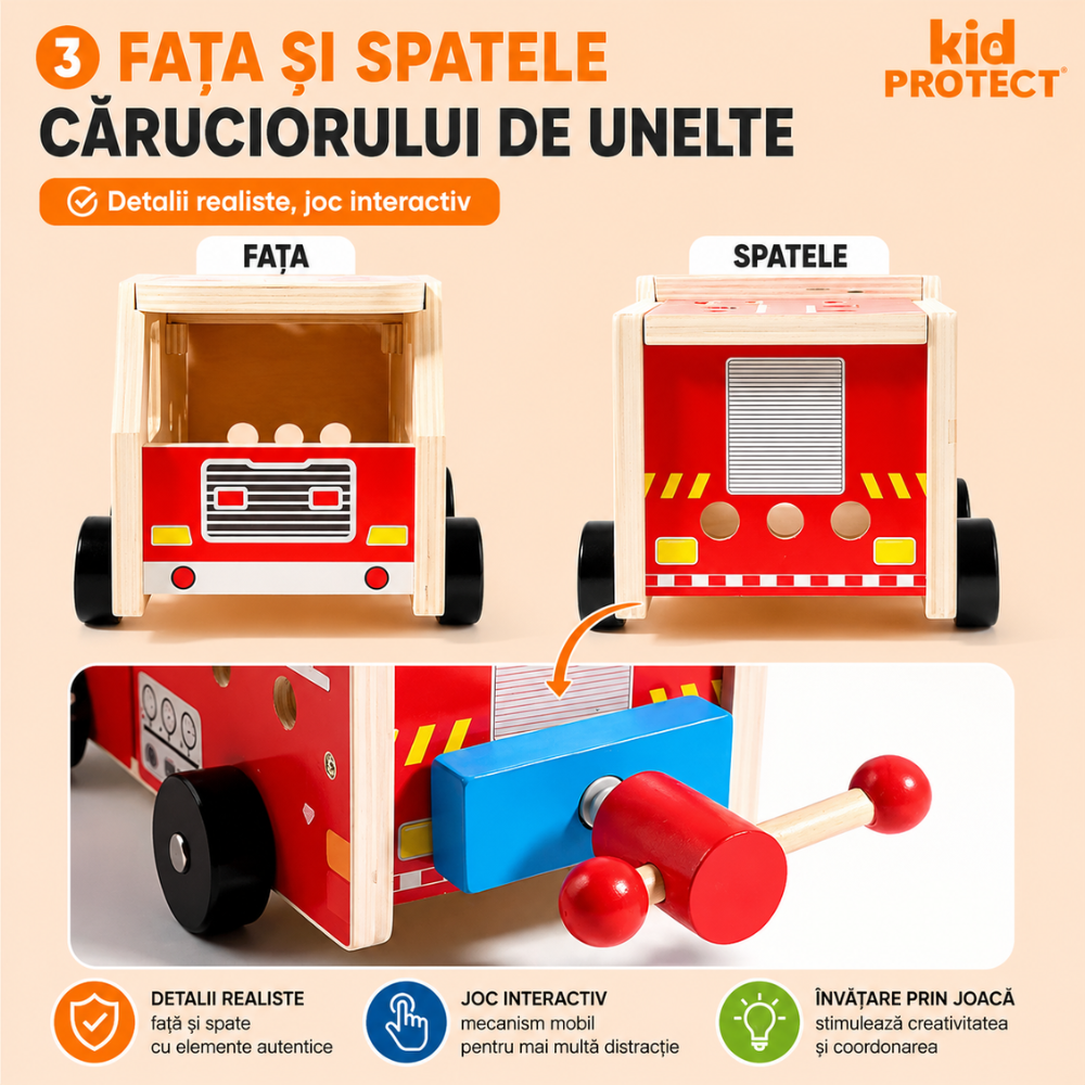 Trusa de Scule Din Lemn Copii Kidprotect Wood Master