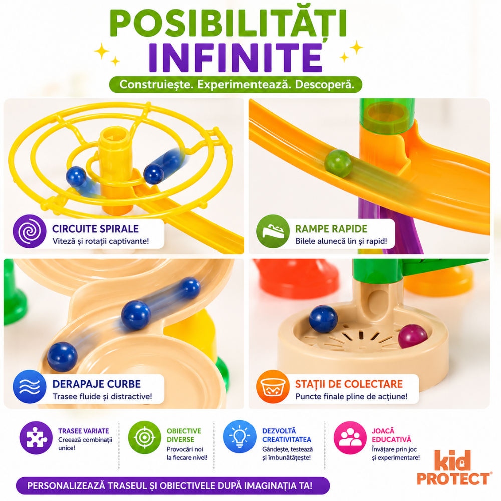 Set de Constructie cu Bile de Sticla Kidprotect Marble SphereCraft, 236 de Piese