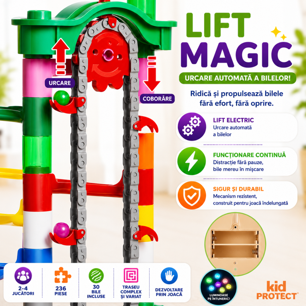 Set de Constructie cu Bile de Sticla Kidprotect Marble SphereCraft, 236 de Piese