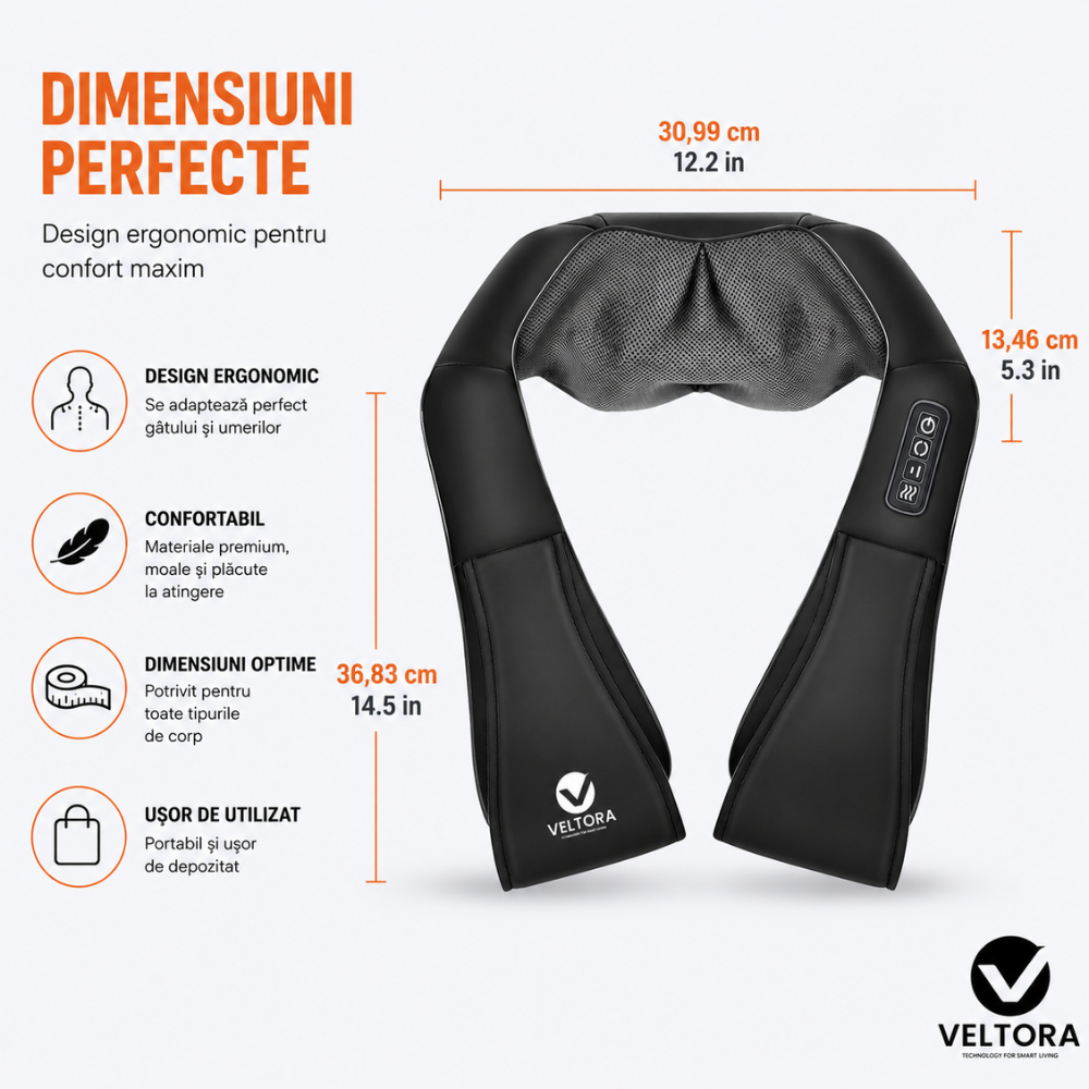 Aparat Profesional Premium Pentru Masaj Umeri 3D Veltora NeoHeat Relax