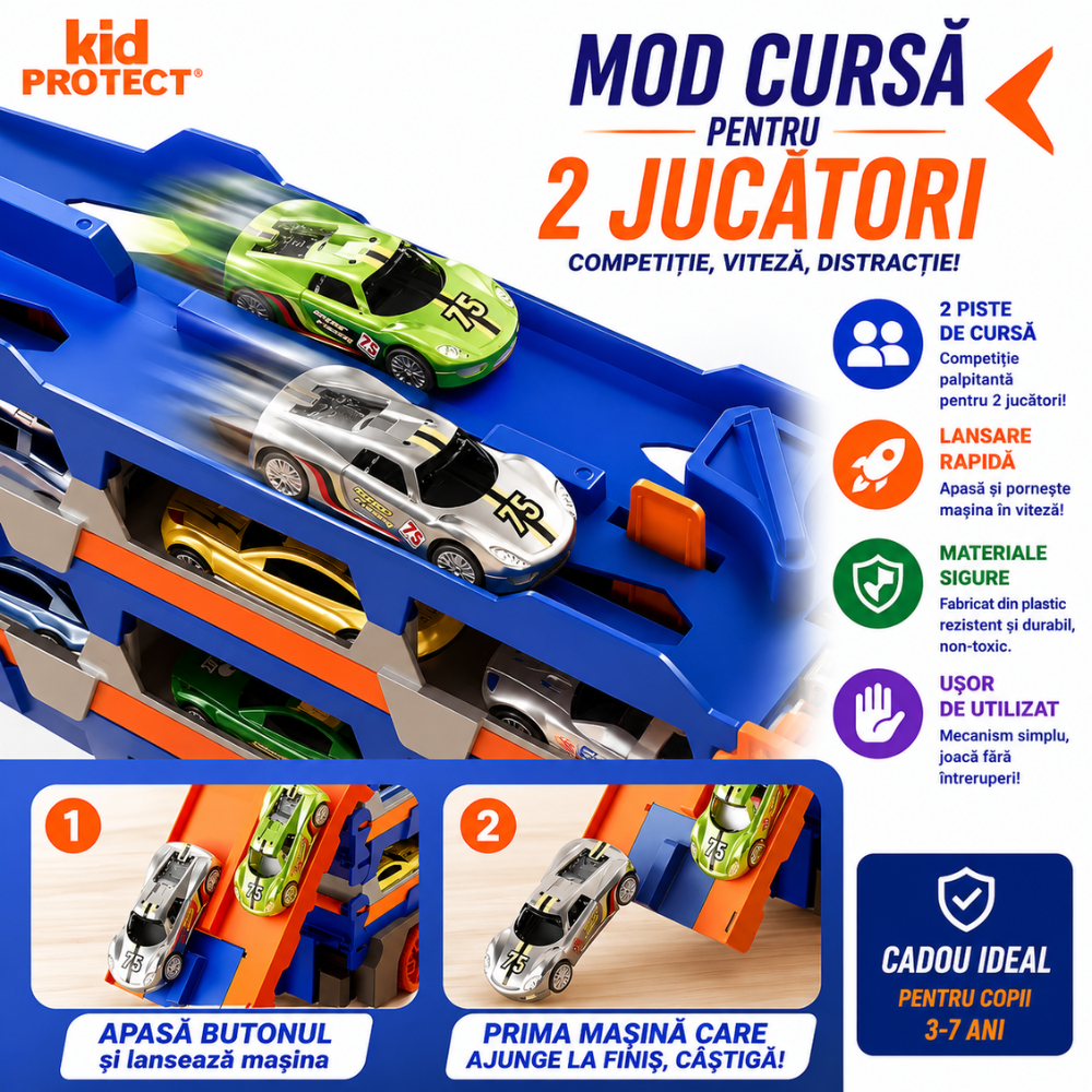 Set Camion Tir De Jucarie Extensibil Pentru Copii Transport, KidProtect Dino Luncher