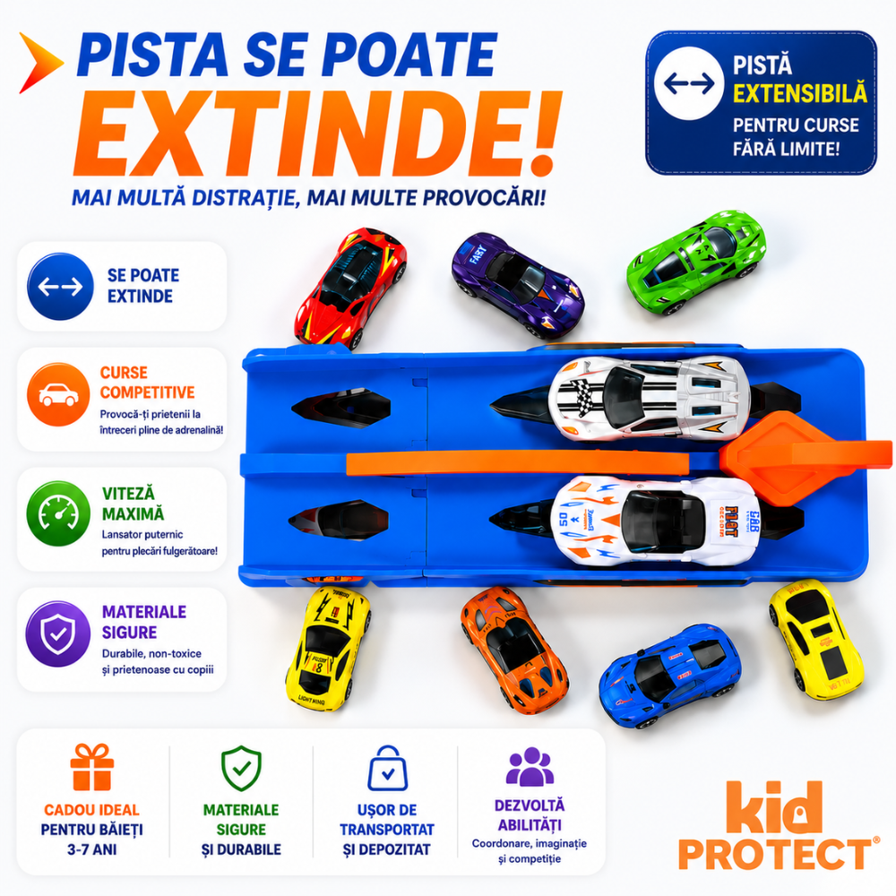 Set Camion Tir De Jucarie Extensibil Pentru Copii Transport, KidProtect Dino Luncher