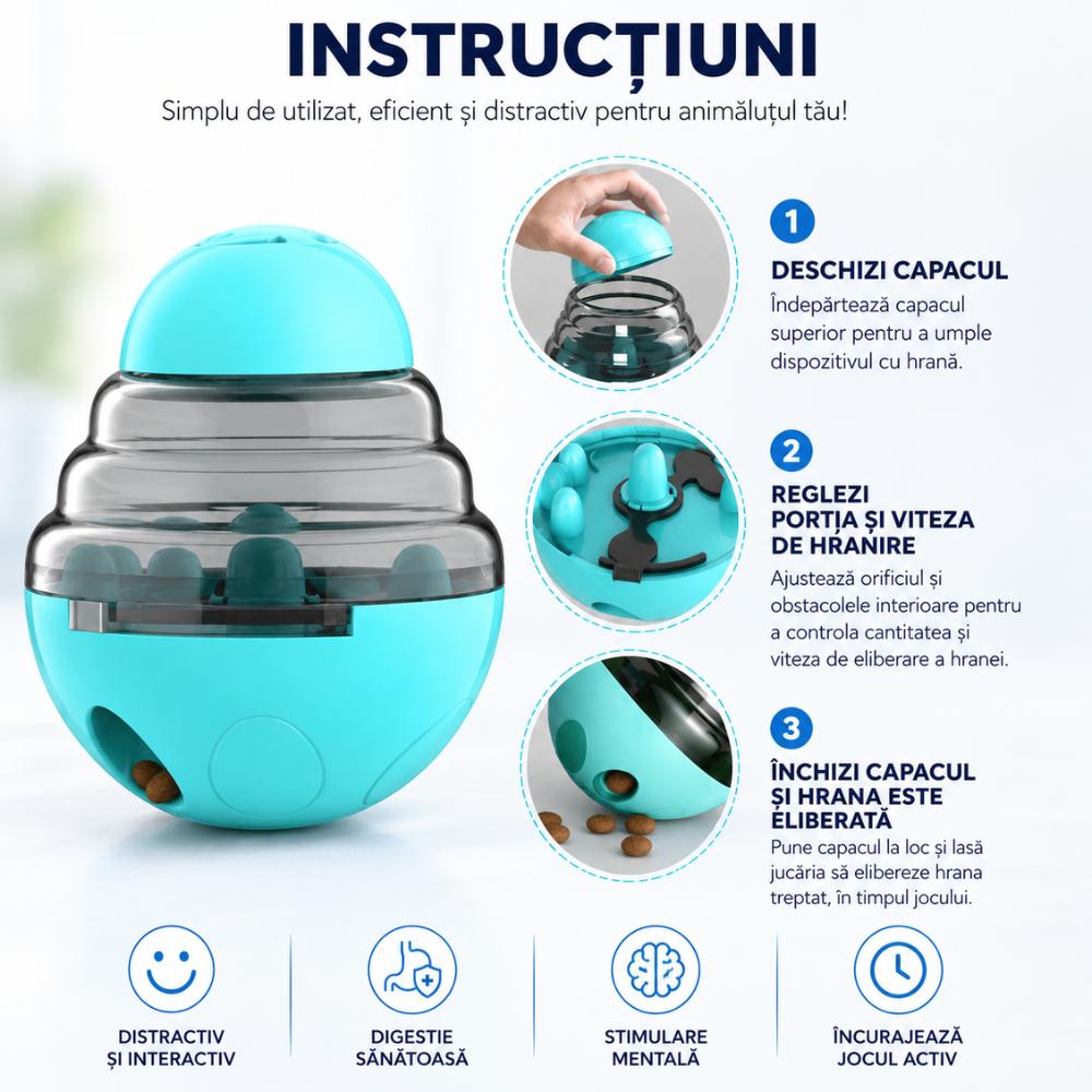 Jucarie dozator hranire lenta caini si pisici Grunluft HappyPET DT-SA-01