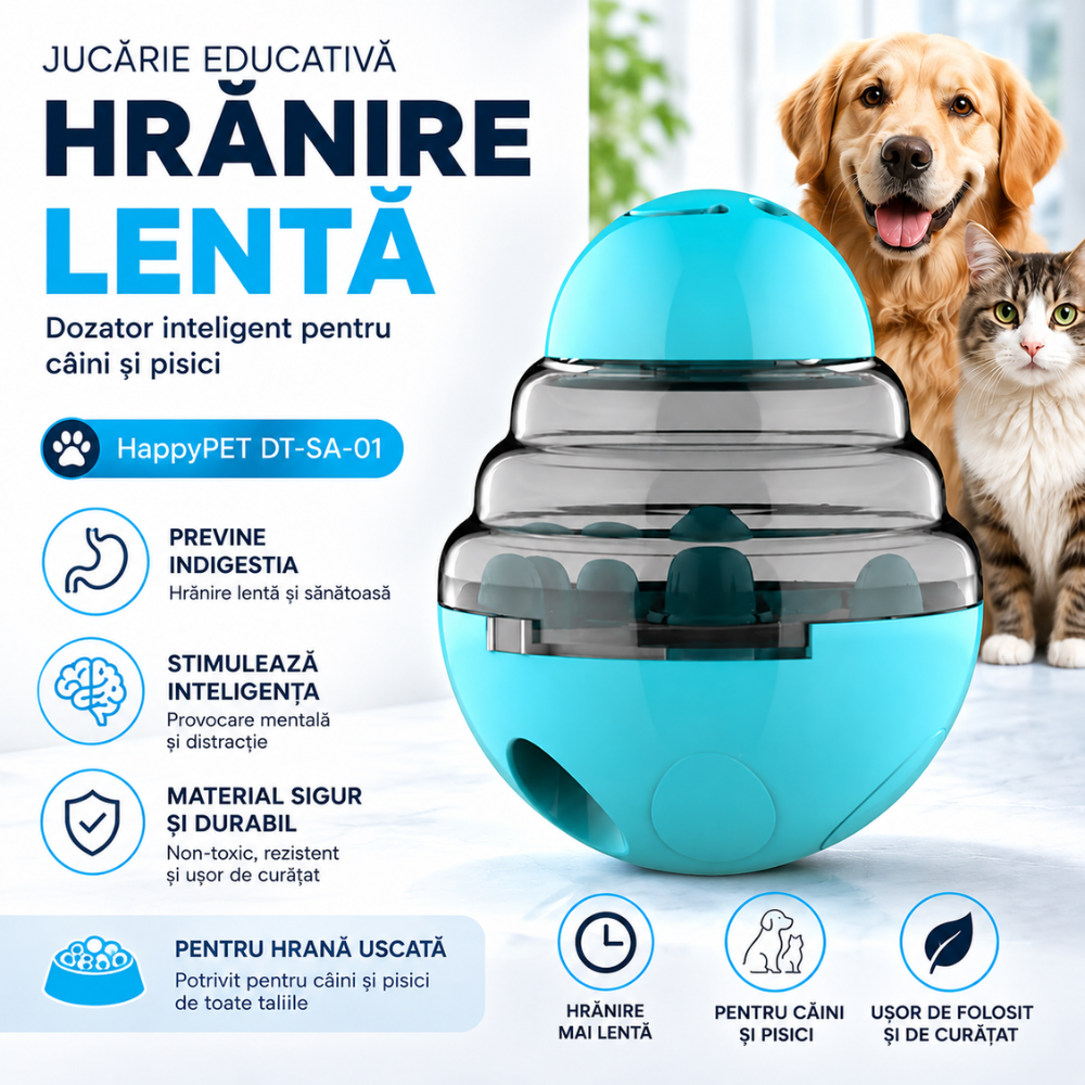 Jucarie dozator hranire lenta caini si pisici Grunluft HappyPET DT-SA-01