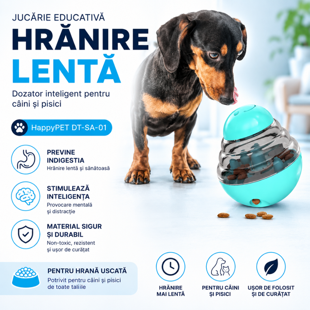 Jucarie dozator hranire lenta caini si pisici Grunluft HappyPET DT-SA-01