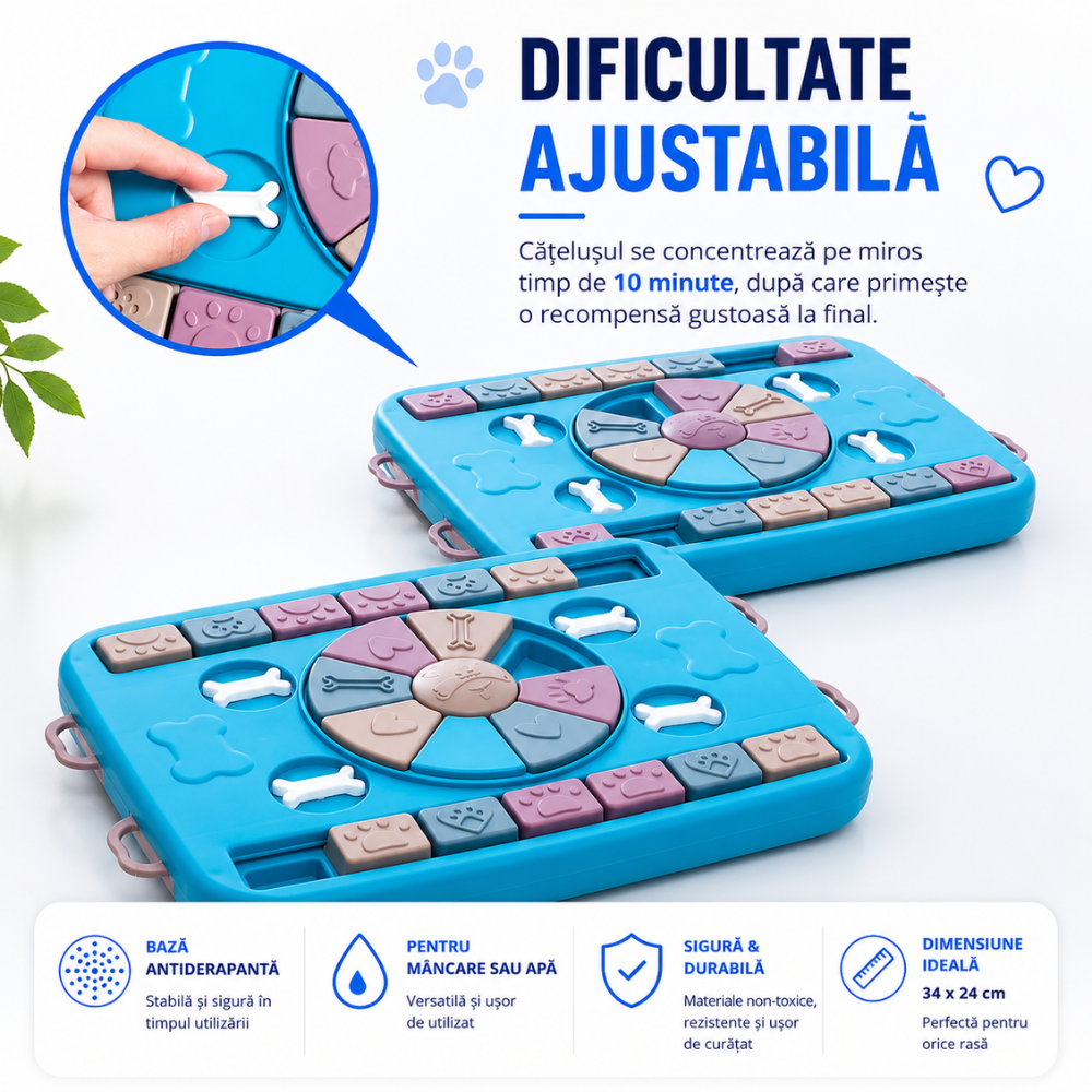 Castron hranire lenta caini si pisici cu puzzle Grunluft HappyPET PB-AY-123