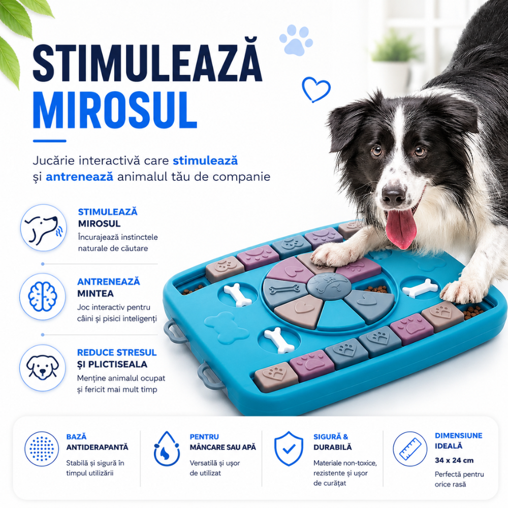 Castron hranire lenta caini si pisici cu puzzle Grunluft HappyPET PB-AY-123