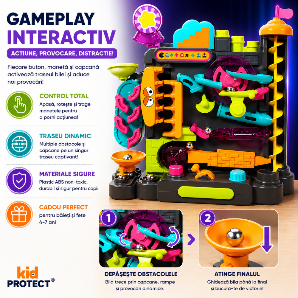 Set Jucarie Interactiva Circuit Bile KidProtect Marble Rush Lab