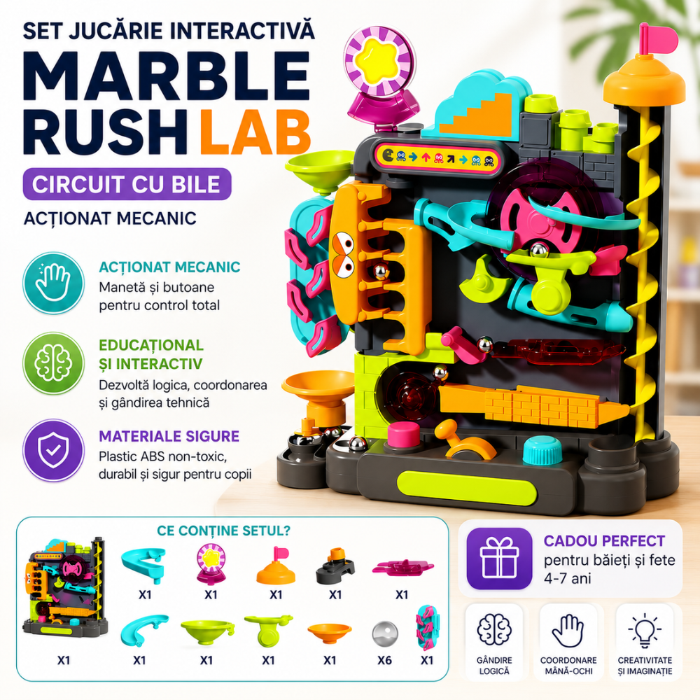 Set Jucarie Interactiva Circuit Bile KidProtect Marble Rush Lab