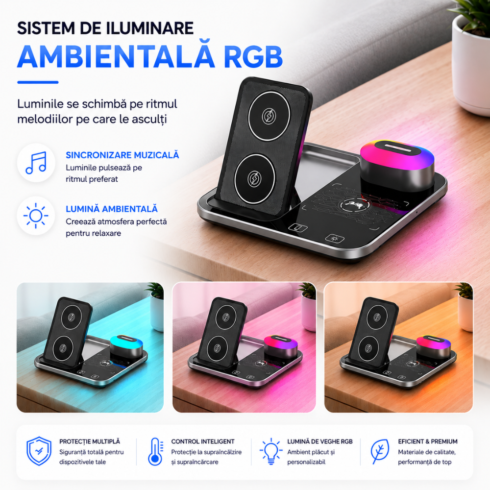 Incarcator Wireless 4 in 1 Universal Loowoko R12
