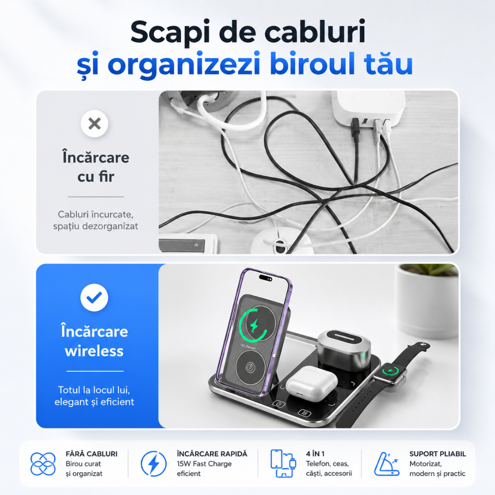 Incarcator Wireless 4 in 1 Universal Loowoko R12