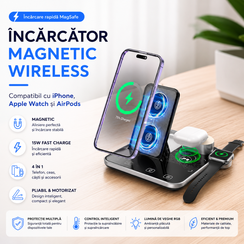 Incarcator Wireless 4 in 1 Universal Loowoko R12