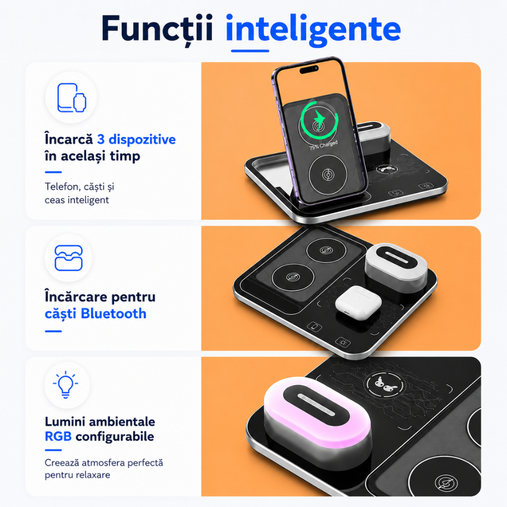 Incarcator Wireless 4 in 1 Universal Loowoko R12