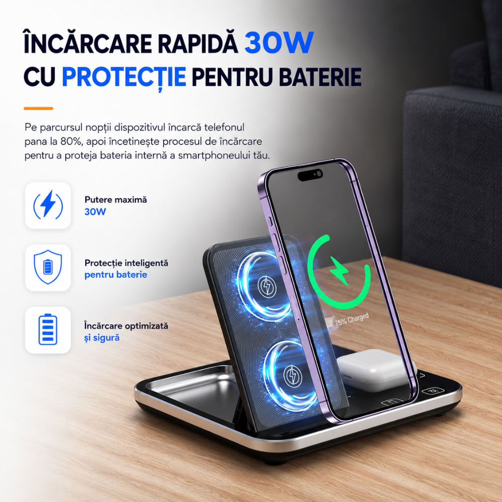 Incarcator Wireless 4 in 1 Universal Loowoko R12