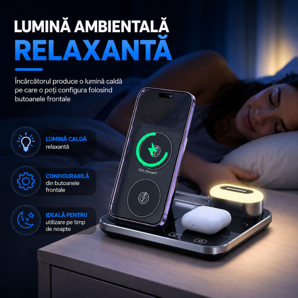 Incarcator Wireless 4 in 1 Universal Loowoko R12
