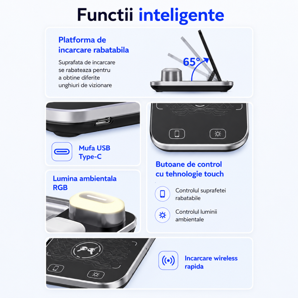 Incarcator Wireless 4 in 1 Universal Loowoko R12
