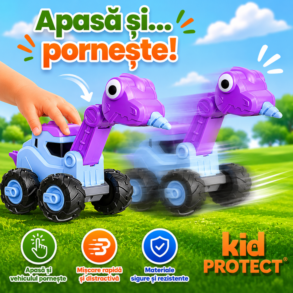 Set Masinute Pentru Copii, KidProtect DinoTorque