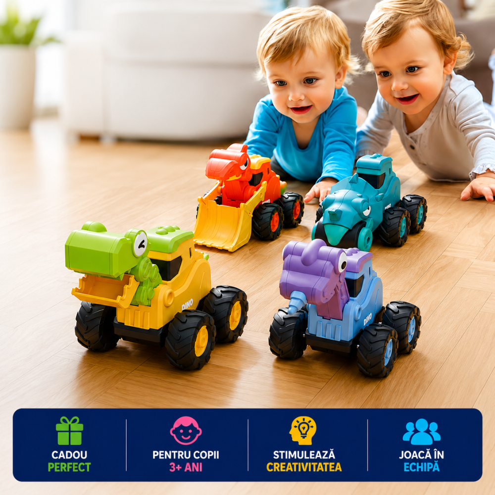 Set Masinute Pentru Copii, KidProtect DinoTorque
