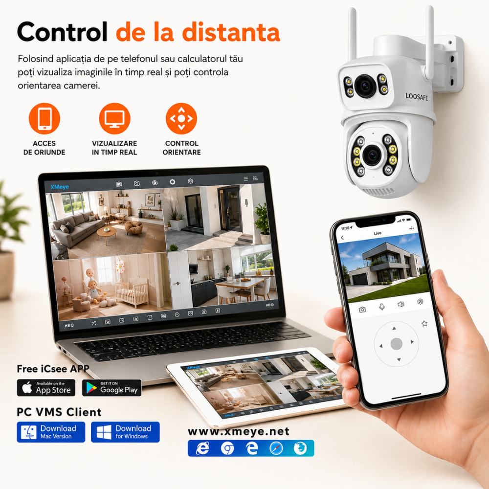 Camera de supraveghere dubla WIFI Loosafe Master Eye