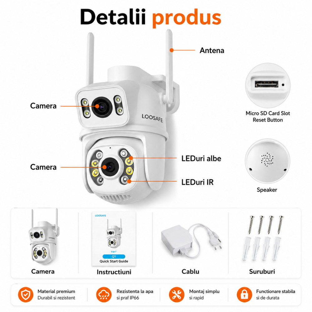 Camera de supraveghere dubla WIFI Loosafe Master Eye