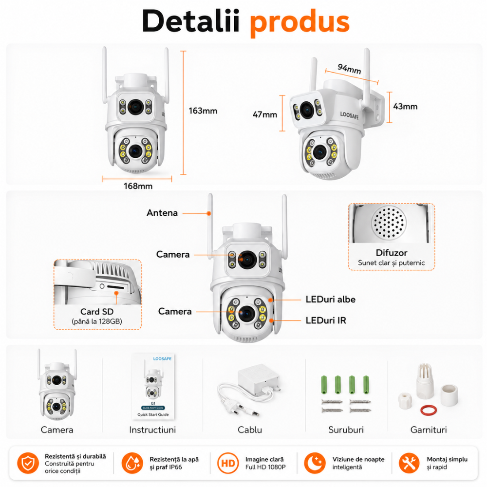 Camera de supraveghere dubla WIFI Loosafe Master Eye