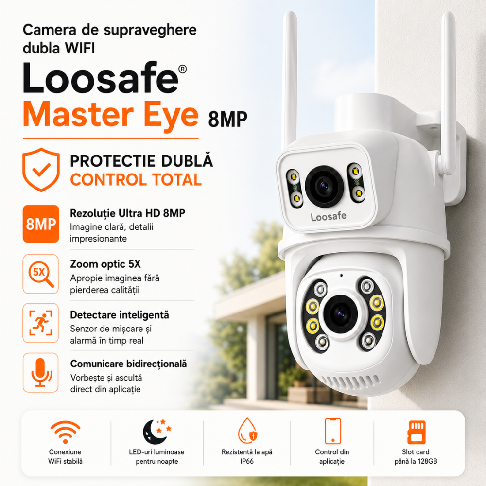 Camera de supraveghere dubla WIFI Loosafe Master Eye