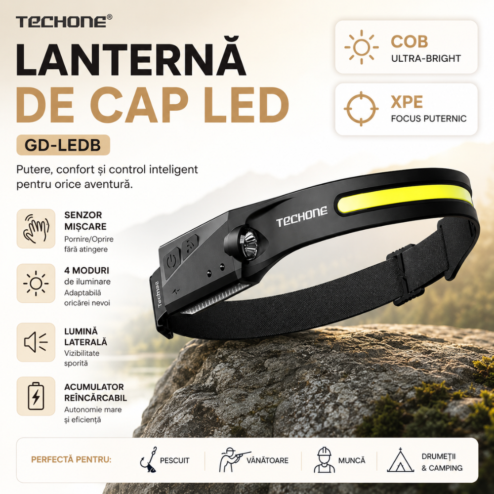 Lanterna de cap LED Techone GD-LEDB