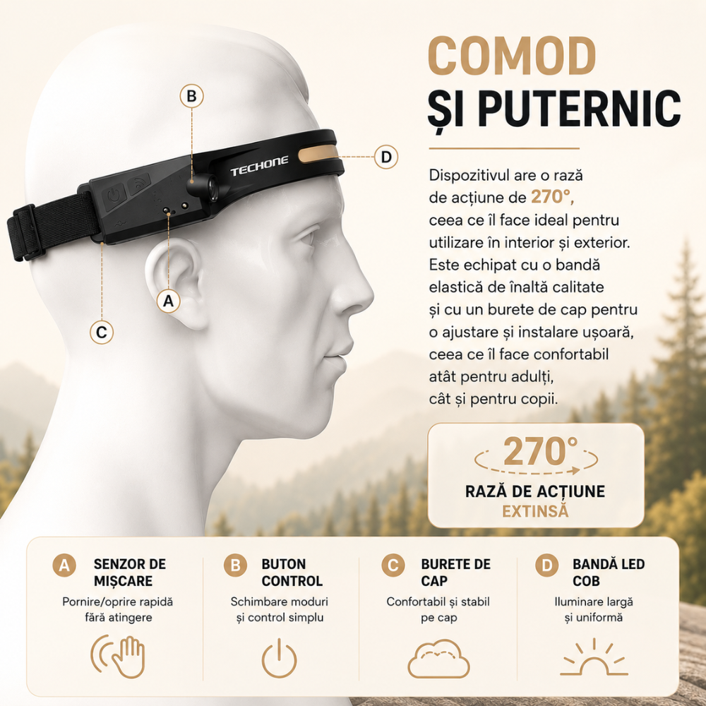 Lanterna de cap LED Techone GD-LEDB