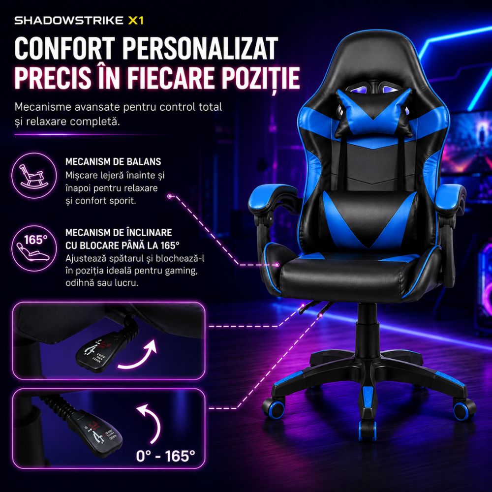Scaun Gaming Ergonomic KD Home ShadowStrike X1