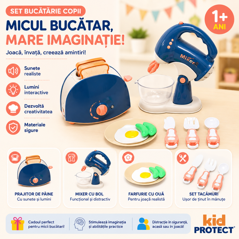 Set Accesorii Bucatarie Copii KidProtect Toasty Mix Set