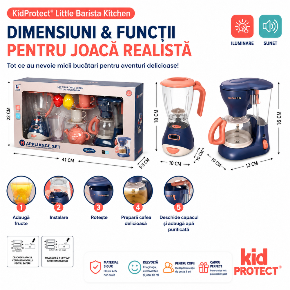 Set Accesorii Bucatarie Copii KidProtect Little Barista Kitchen