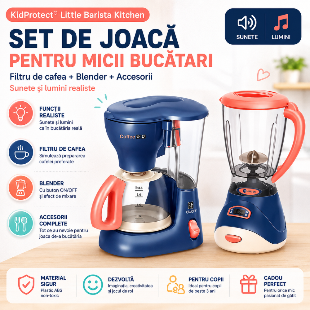 Set Accesorii Bucatarie Copii KidProtect Little Barista Kitchen