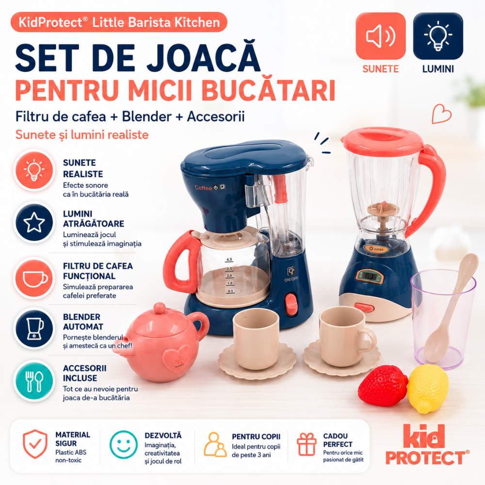 Set Accesorii Bucatarie Copii KidProtect Little Barista Kitchen