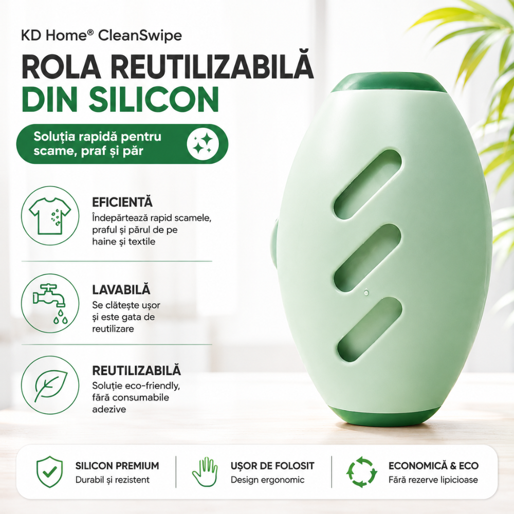Rola Reutilizabila din Silicon KD Home CleanSwipe, Verde